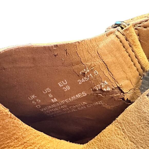 Clarks Helio Float Yellow Nubuck Leather Wedge Sandals w/ Adjustable Strap - Picture 7 of 8